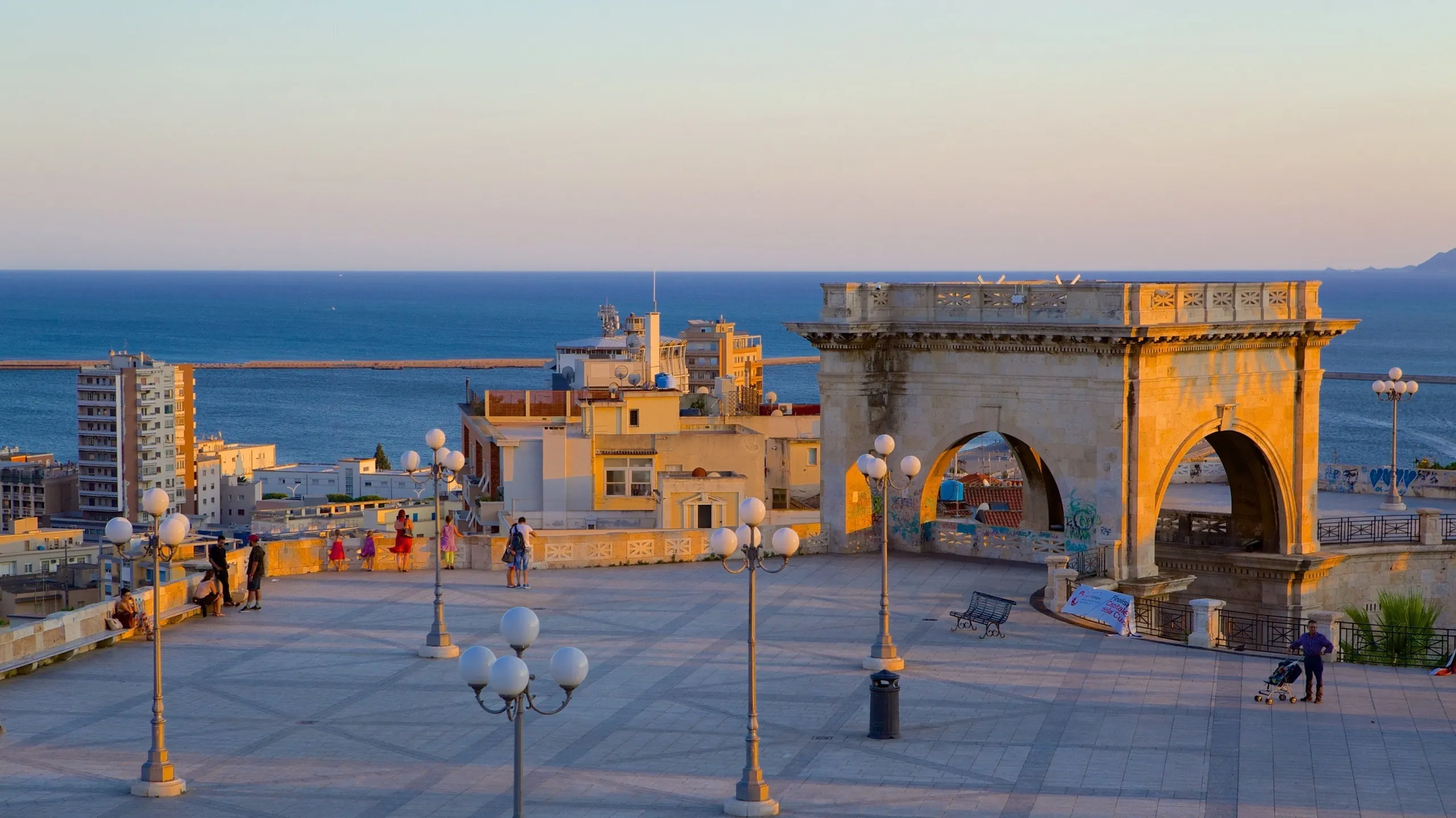 Cagliari historic city and Mediterranean waterfront in Sardinia