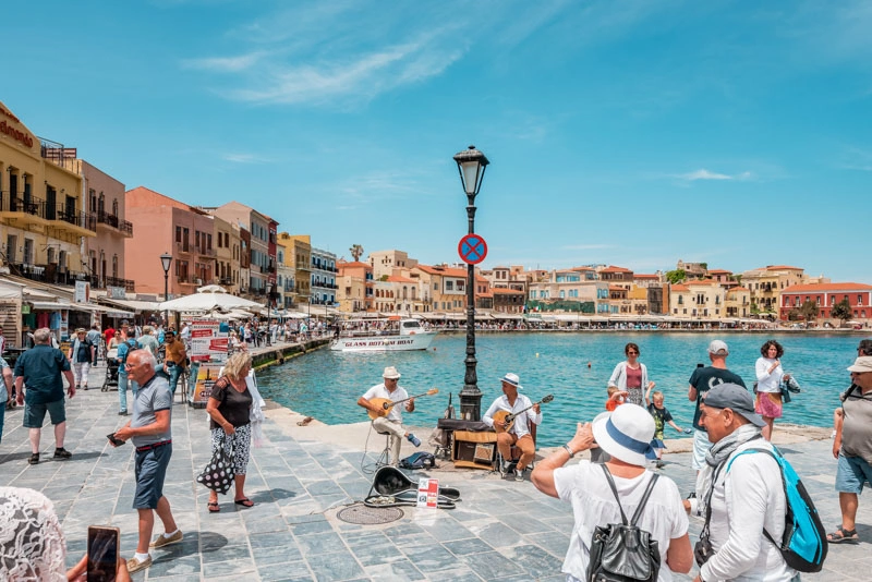 Chania Venetian harbour and old town on Crete