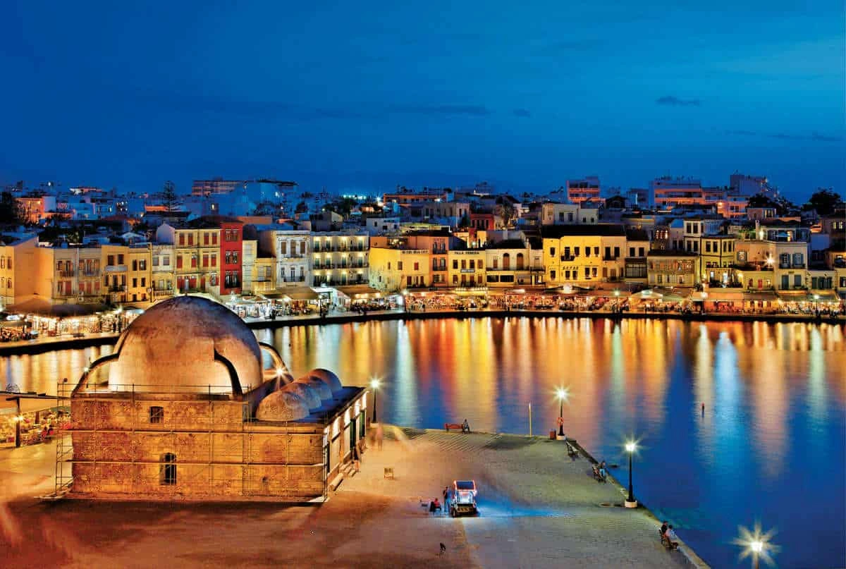 Chania Old Venetian Harbour and lighthouse on Crete
