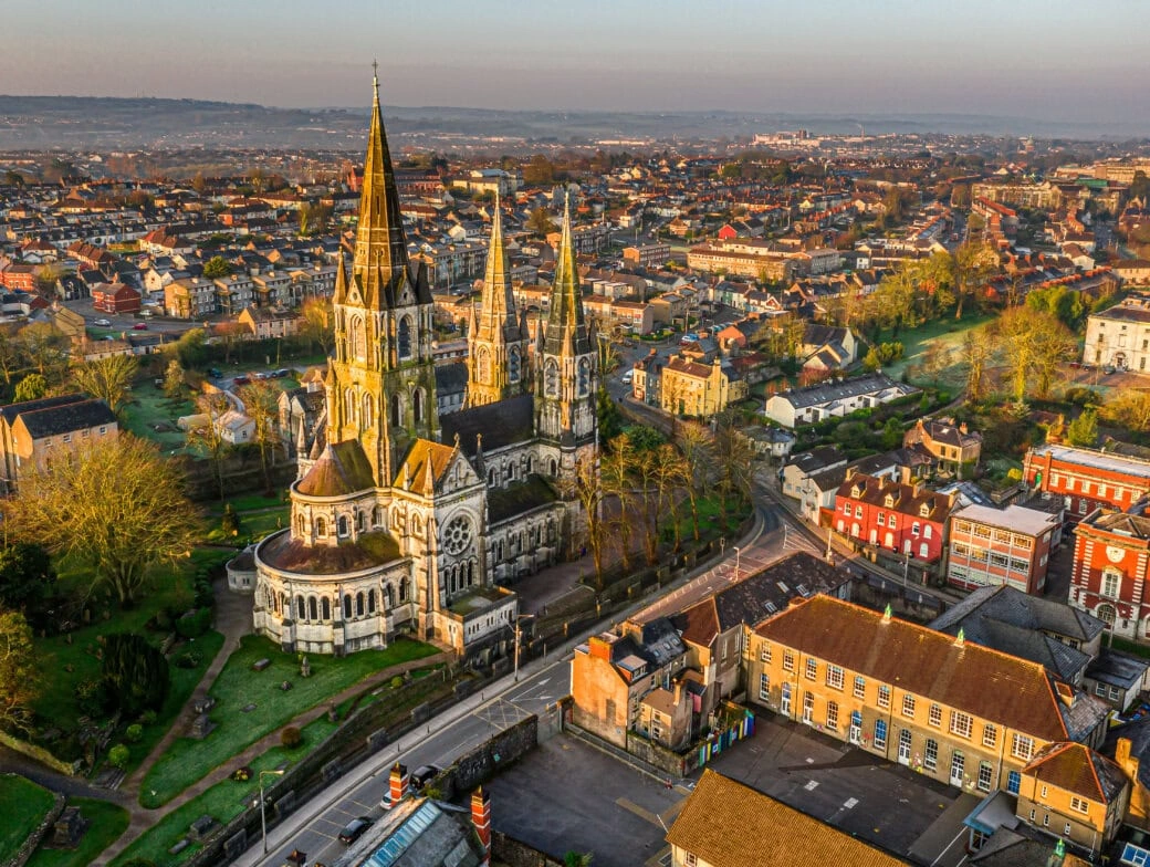 Cork city, River Lee and colourful streets in southern Ireland