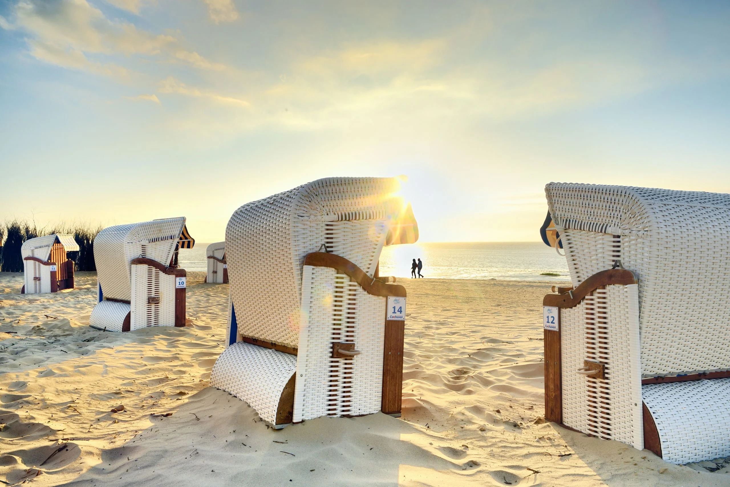 Cuxhaven North Sea coast, beach and maritime landmarks in Germany