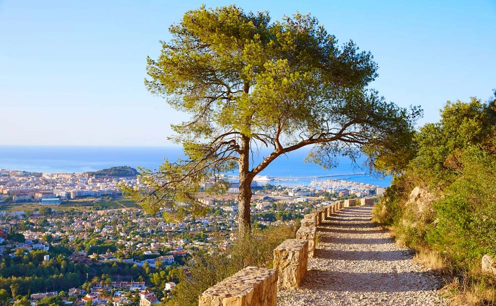 Dénia castle, marina and Mediterranean coast on Spain’s Costa Blanca