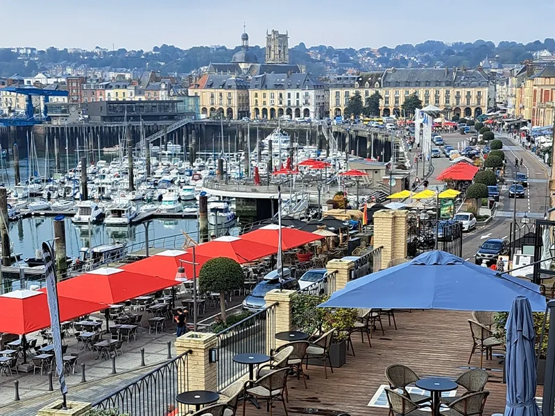 Dieppe harbour, old town and Normandy coast in northern France