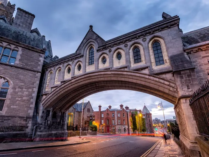 Dublin city centre, River Liffey and historic landmarks in Ireland