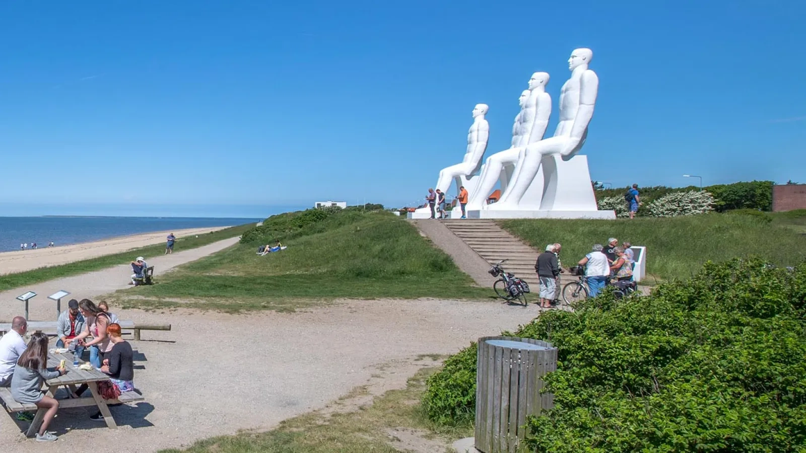 Esbjerg waterfront, Men at Sea sculpture and Danish North Sea coast