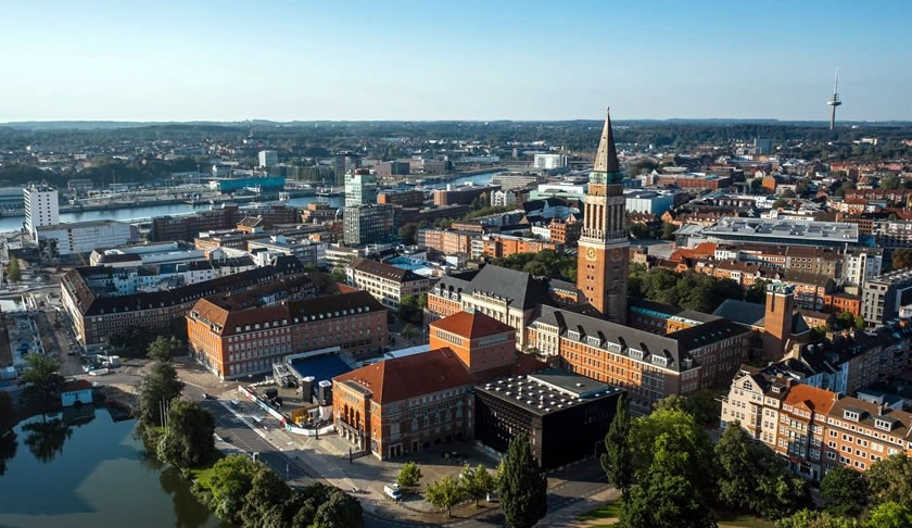 Kiel waterfront, harbour and city on the Baltic coast of northern Germany