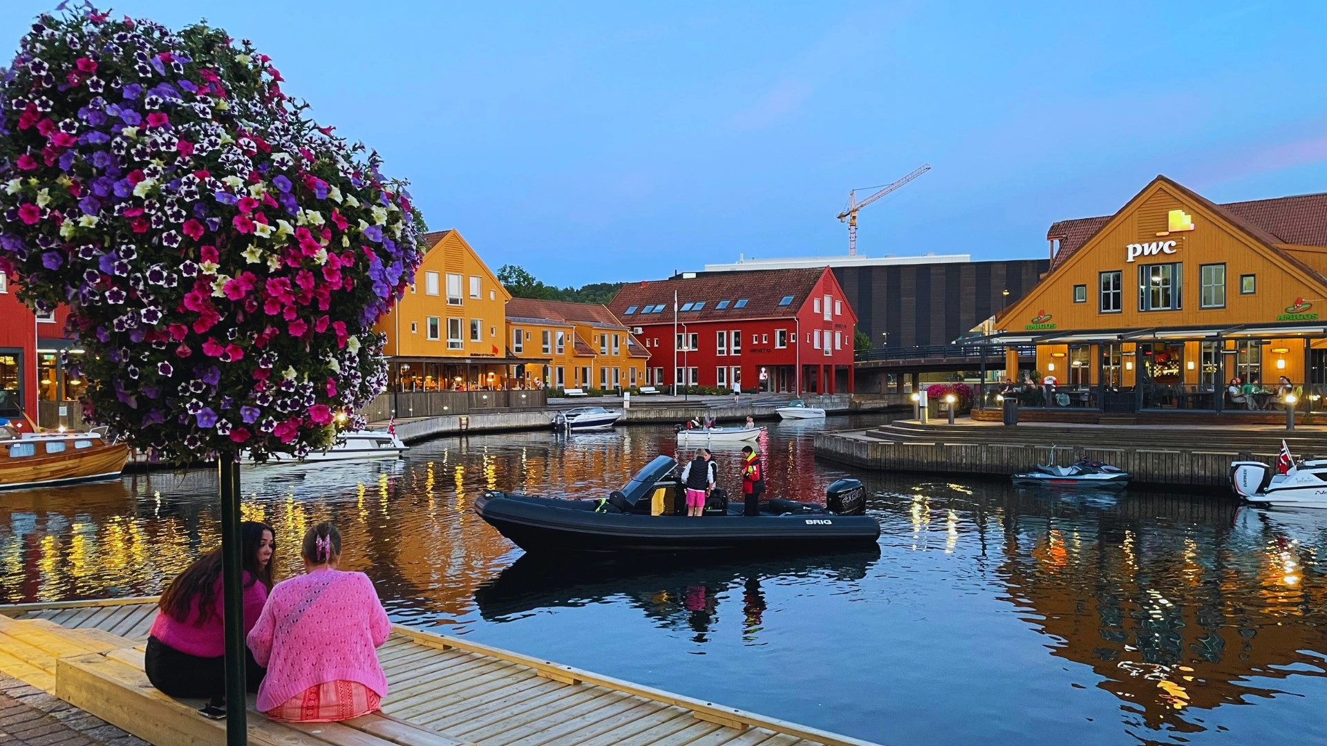 Kristiansand waterfront, harbour and colourful city centre in southern Norway