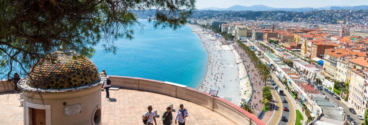 Nice Promenade des Anglais, old town and Mediterranean coast on the French Riviera