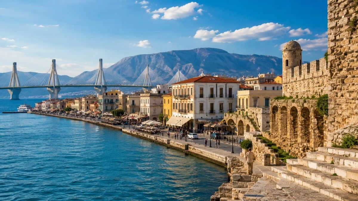 Patras city, Gulf of Patras and western Greek waterfront
