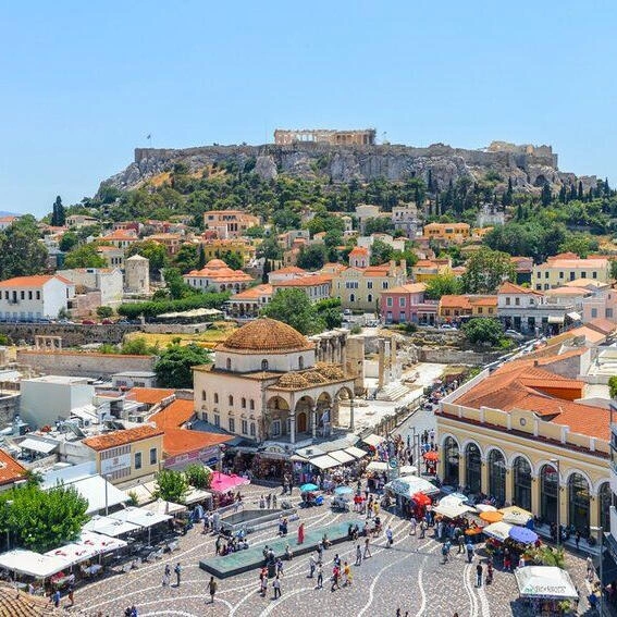 Piraeus waterfront, marina and coastal cityscape in Greece