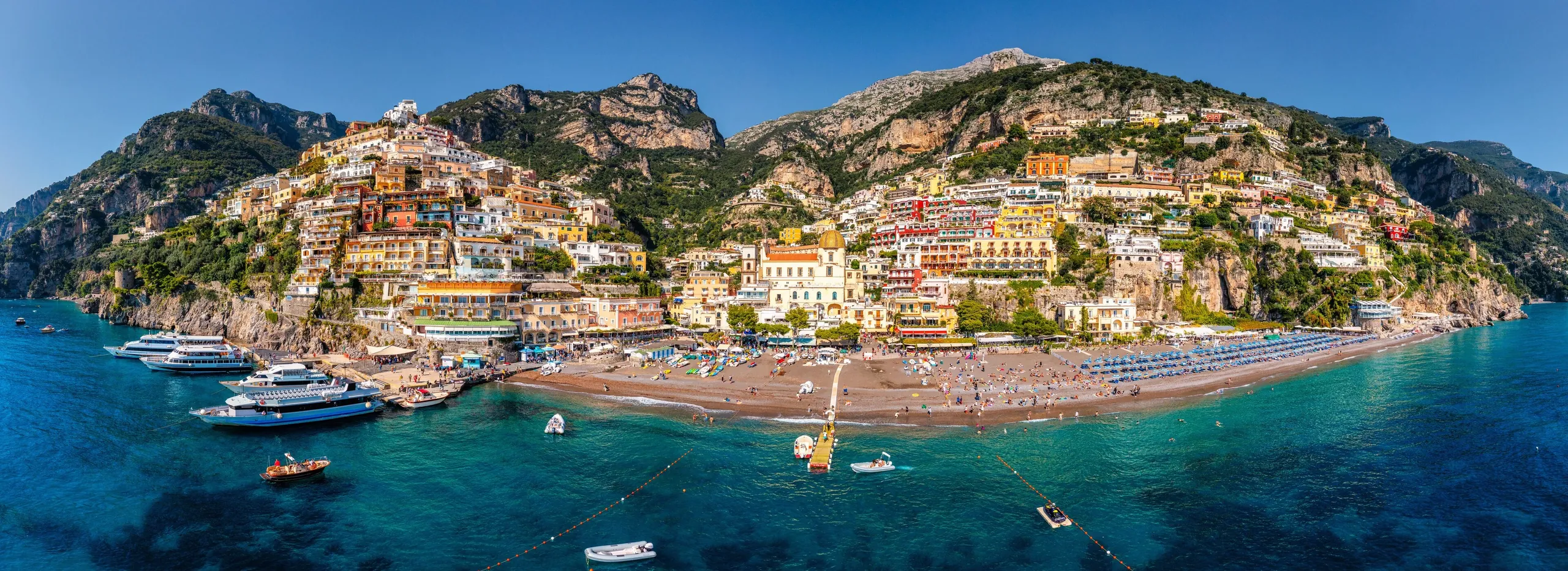 Salerno waterfront, old town and Gulf of Salerno in Campania, Italy