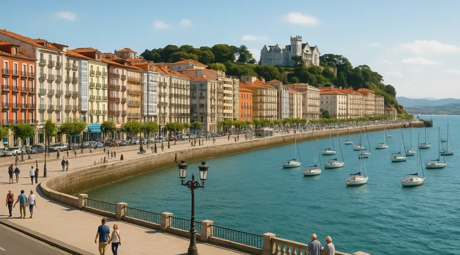 Santander waterfront, bay and cityscape in Cantabria, northern Spain