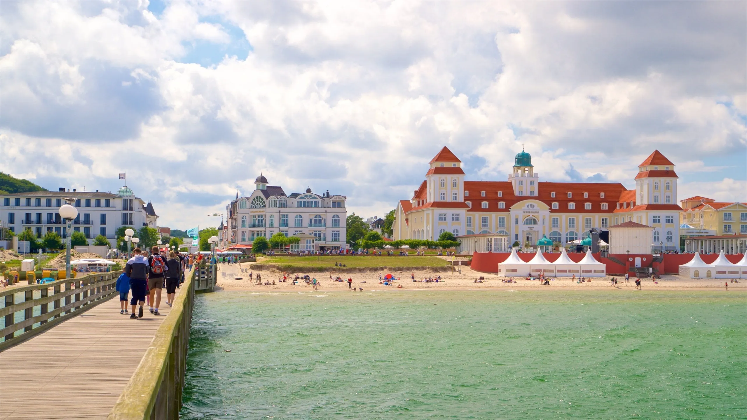Swinoujscie beach, lighthouse and Baltic waterfront in Poland