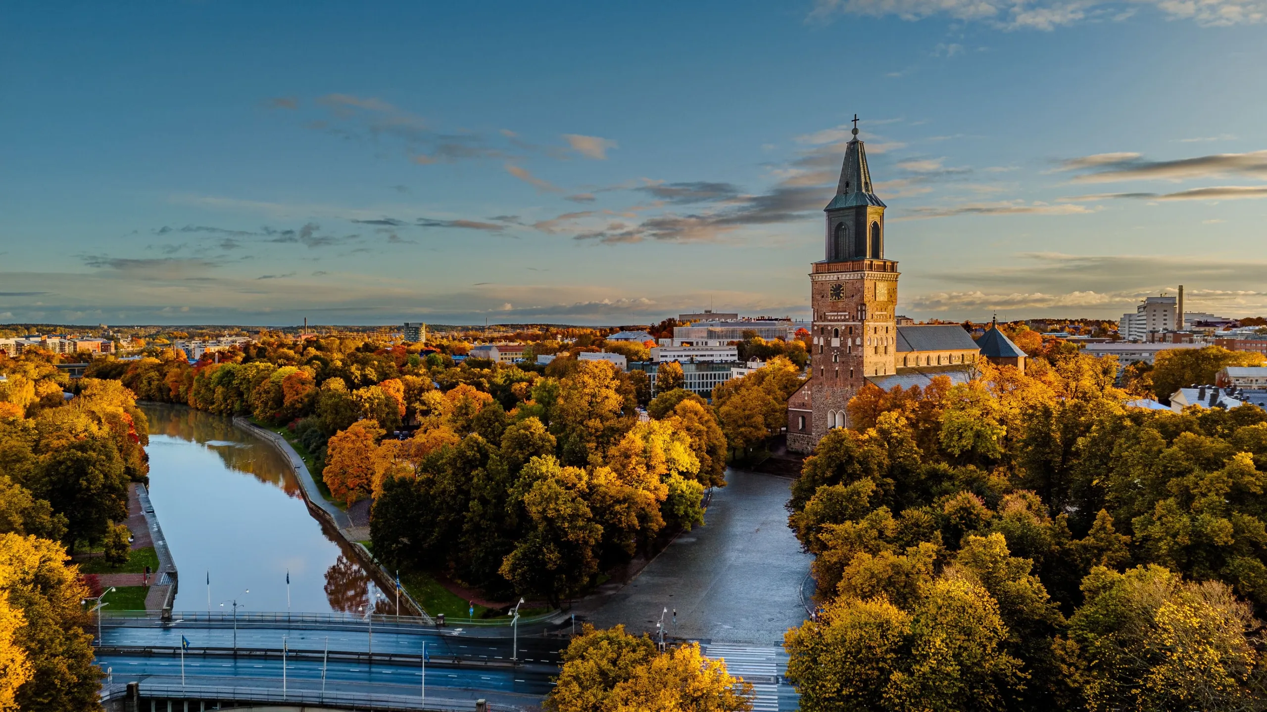 Turku riverfront, castle and Finnish archipelago cityscape