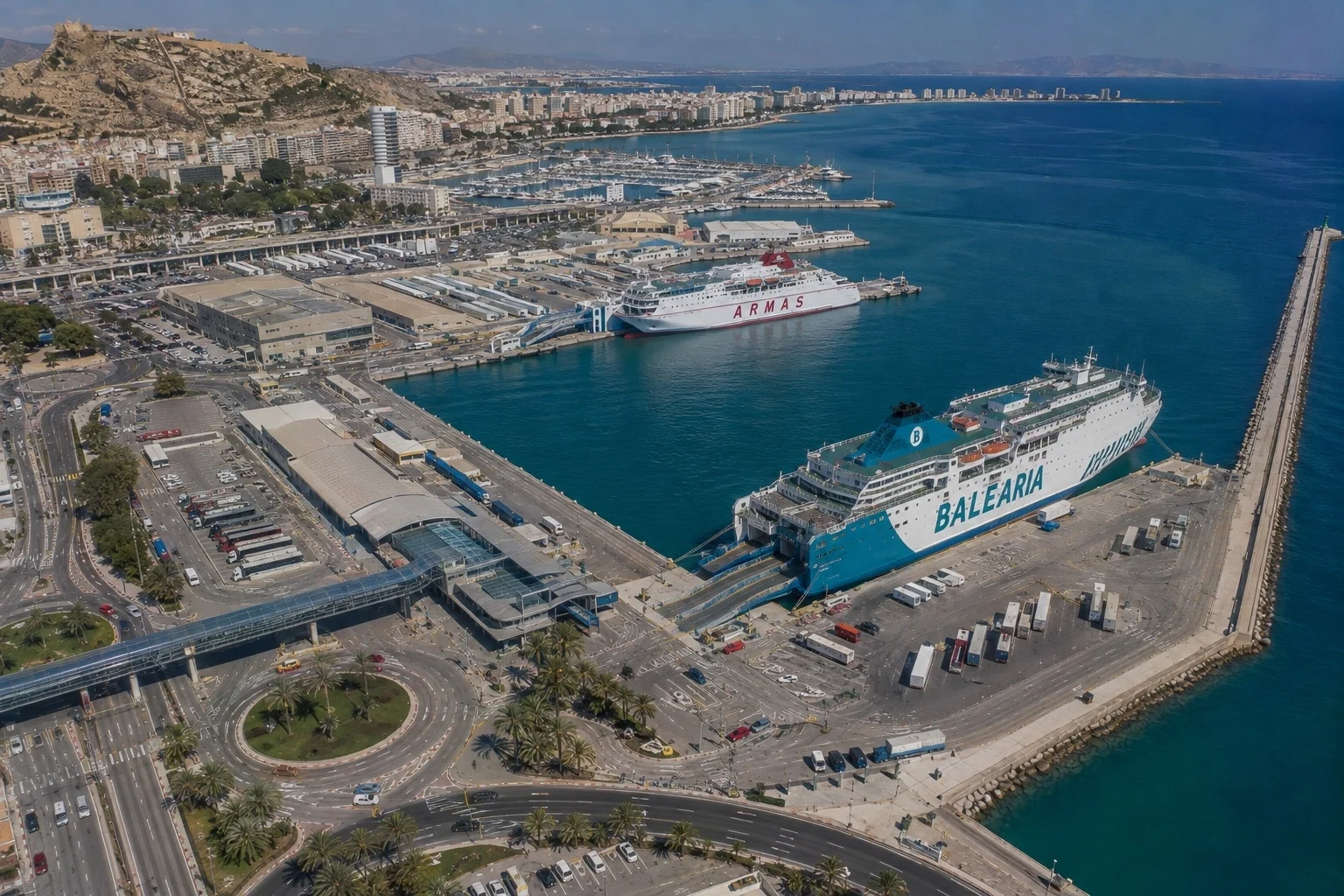 Passenger ferry port and waterfront in Alicante