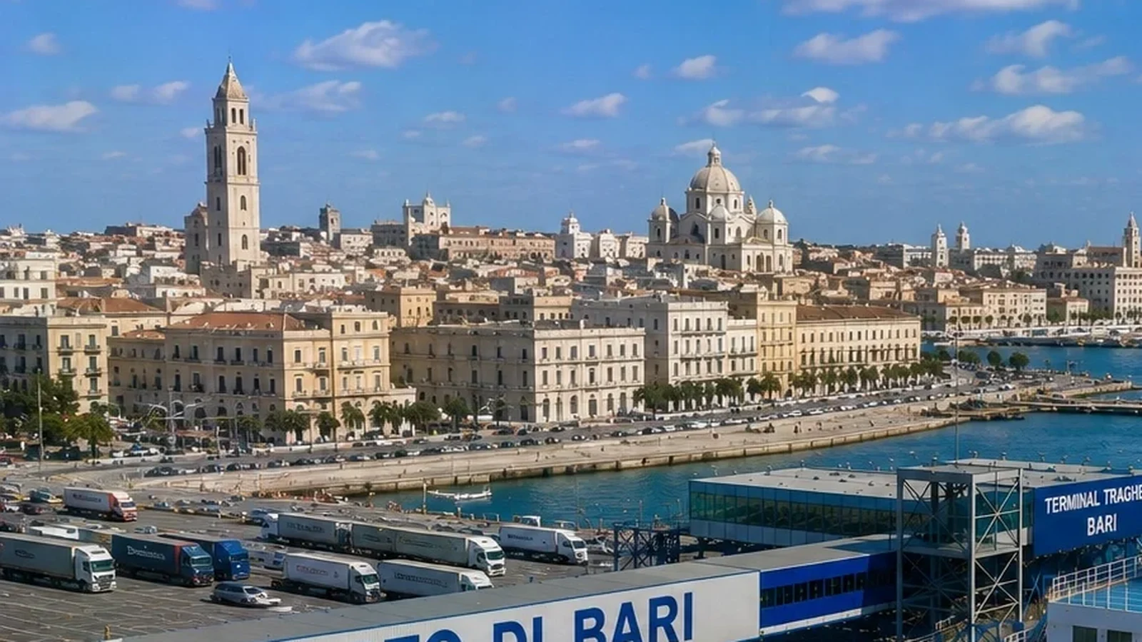 Bari ferry terminal and city waterfront