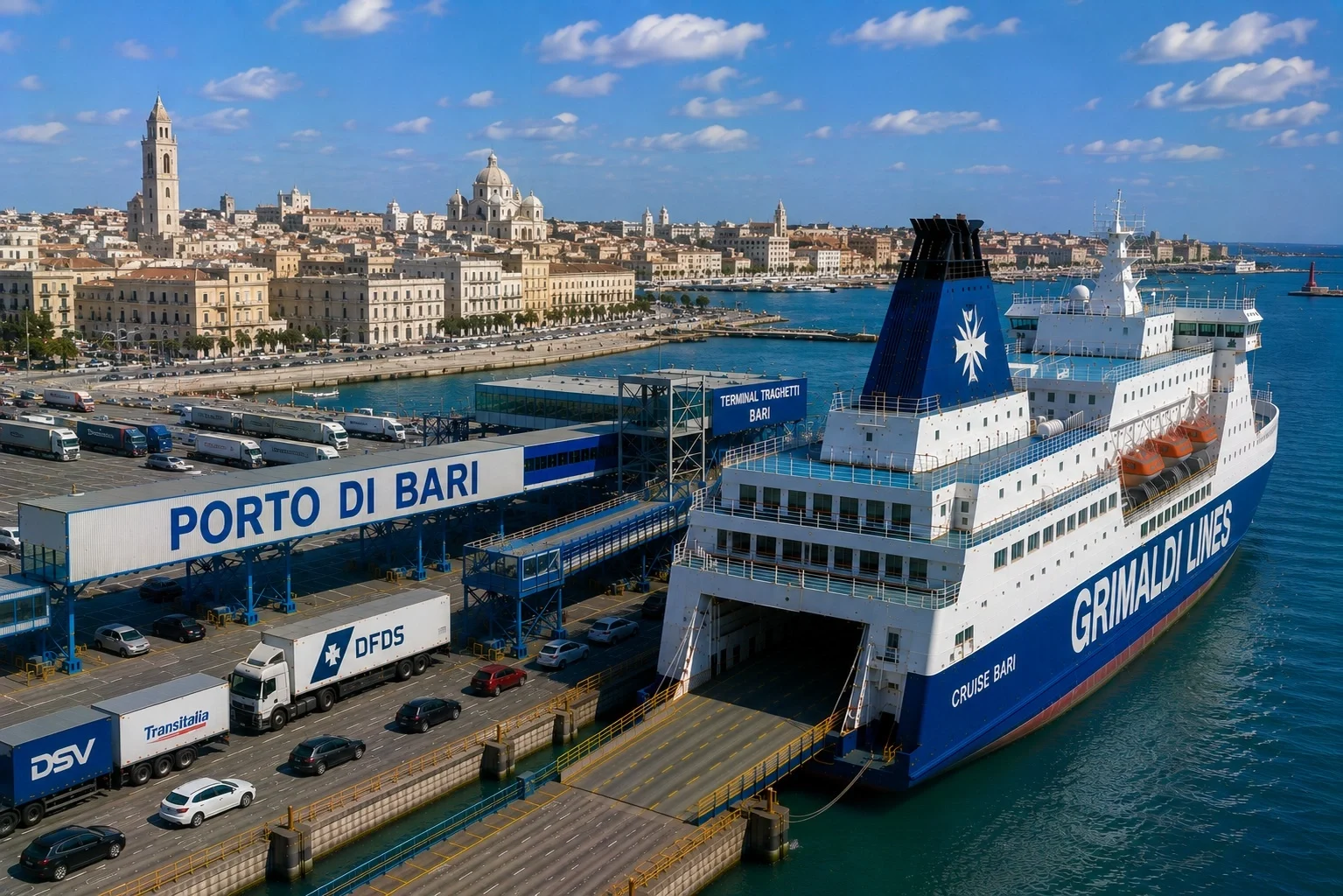 Bari ferry port on the Adriatic coast of southern Italy