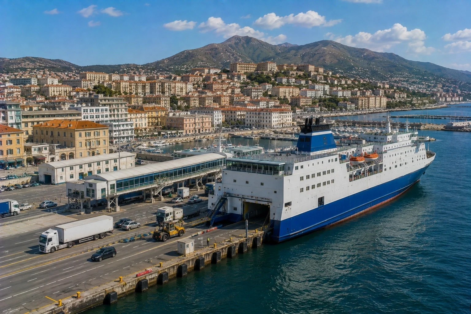 Bastia ferry port and passenger ferry terminal on Corsica