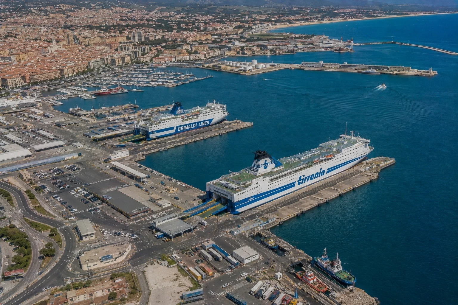 Cagliari passenger ferry port on the southern coast of Sardinia
