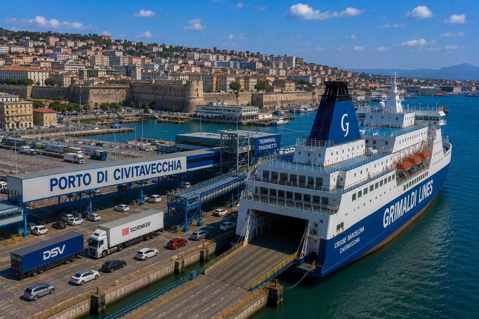 Civitavecchia passenger ferry port on the Lazio coast of Italy