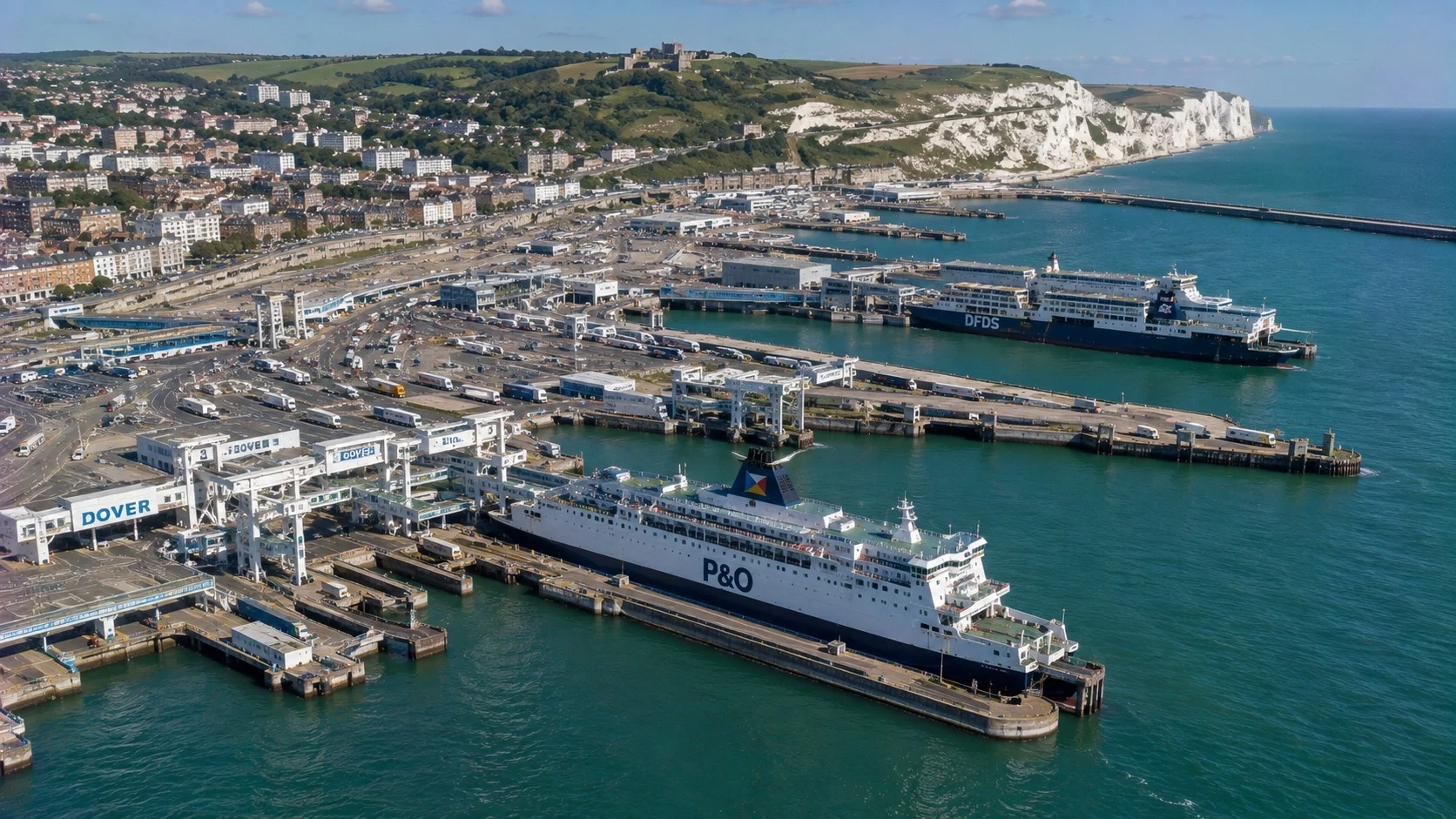 Port of Dover passenger ferry terminal below the White Cliffs