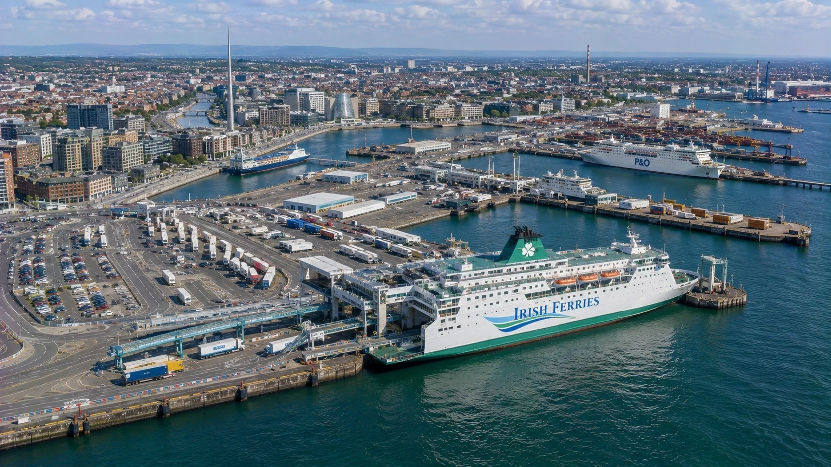 Passenger ferry terminals and harbour at Dublin Port in Ireland