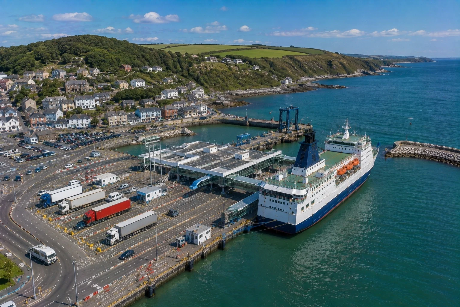 Fishguard Harbour passenger ferry terminal at Goodwick in Pembrokeshire