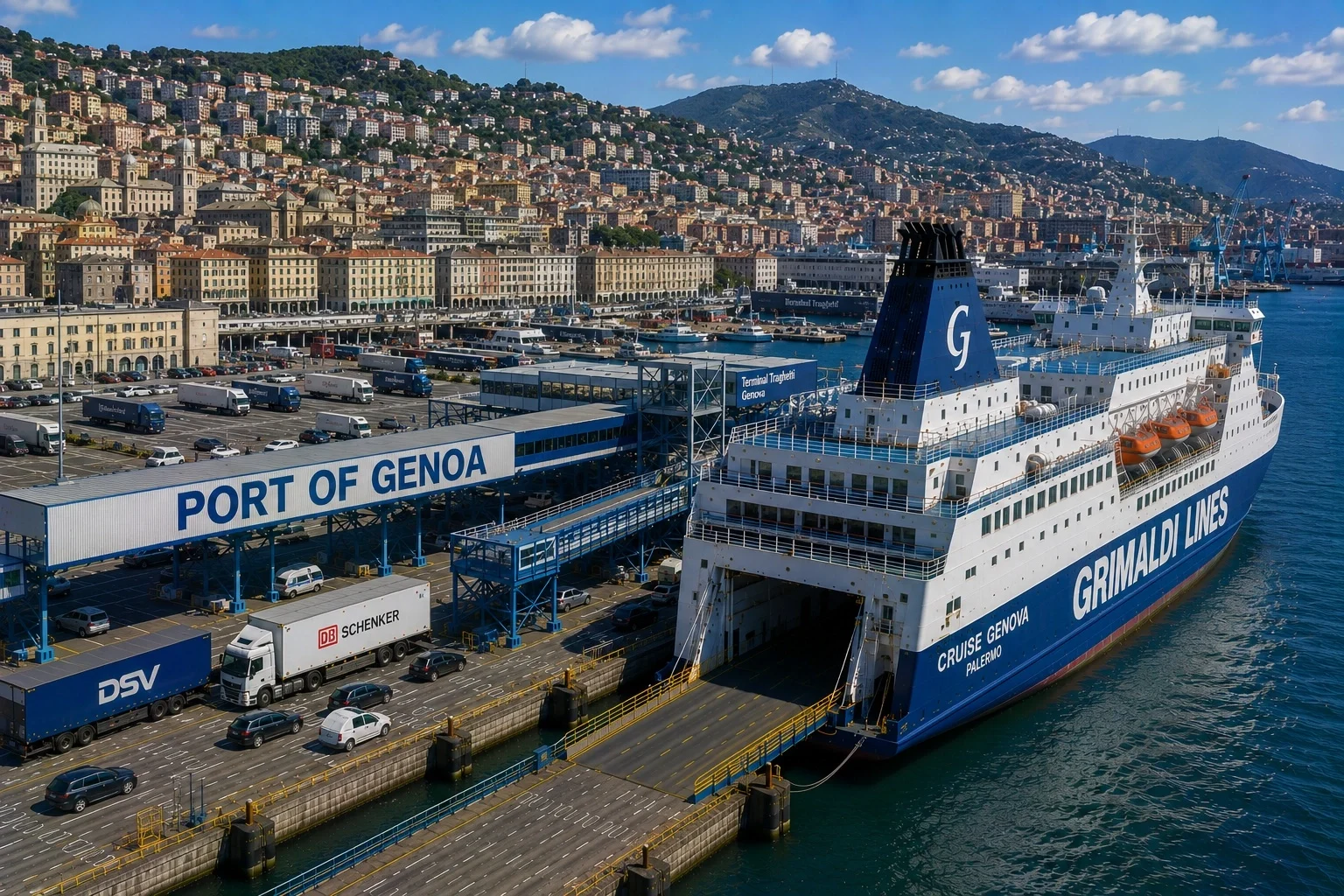 Genoa ferry port in Liguria