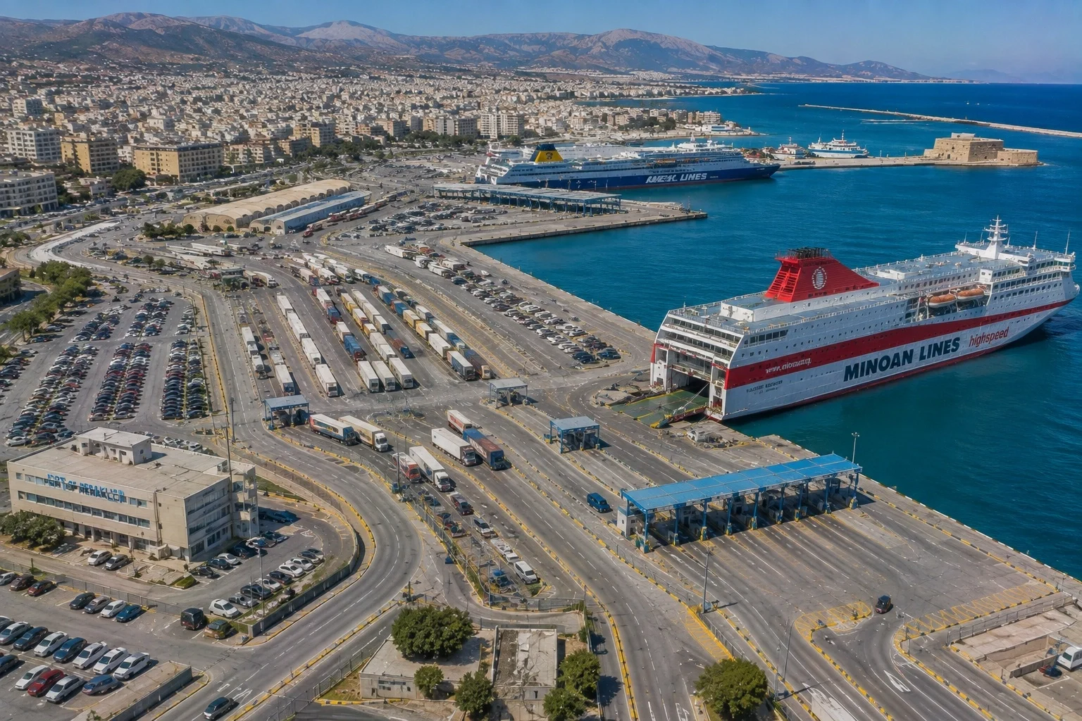 Heraklion passenger ferry port on Crete, Greece