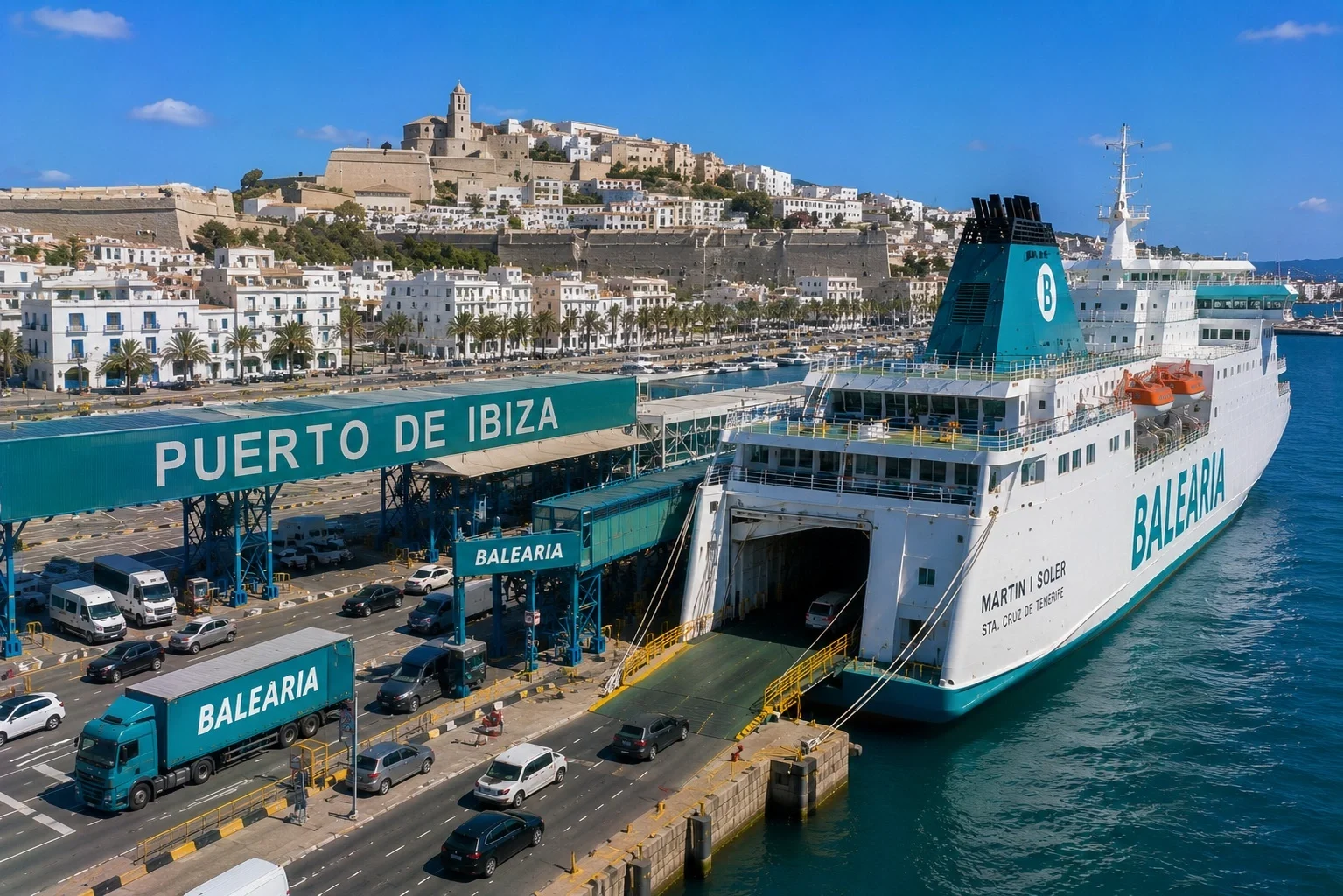Passenger ferry berths at the Port of Ibiza in Ibiza Town