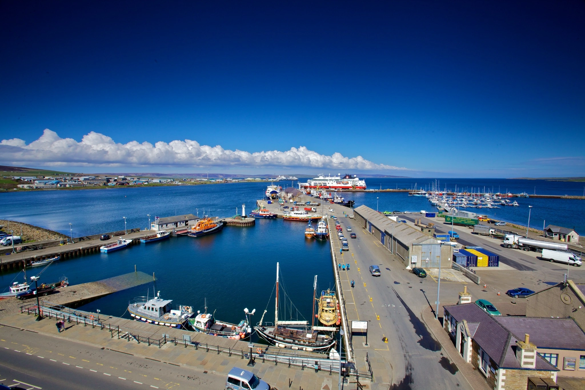Kirkwall ferry harbour in Orkney
