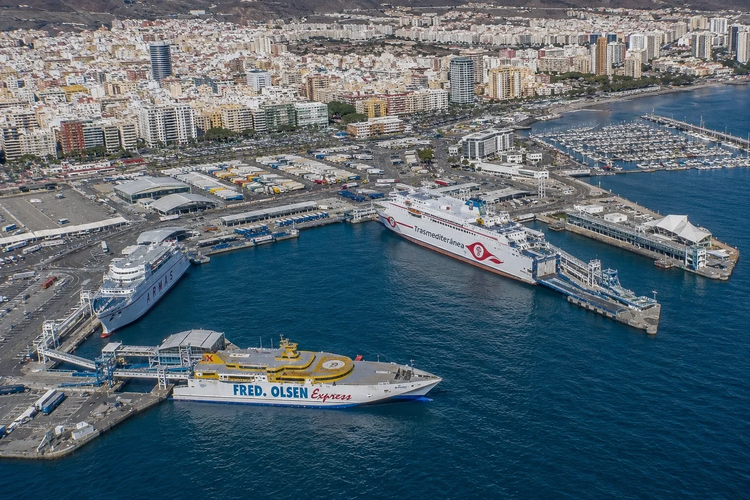 Passenger ferry berths at the Port of Las Palmas, Gran Canaria