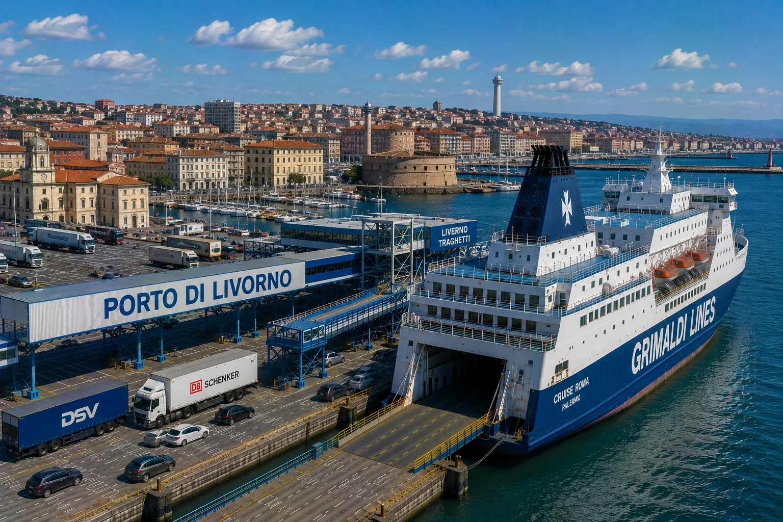 Livorno ferry port in Tuscany