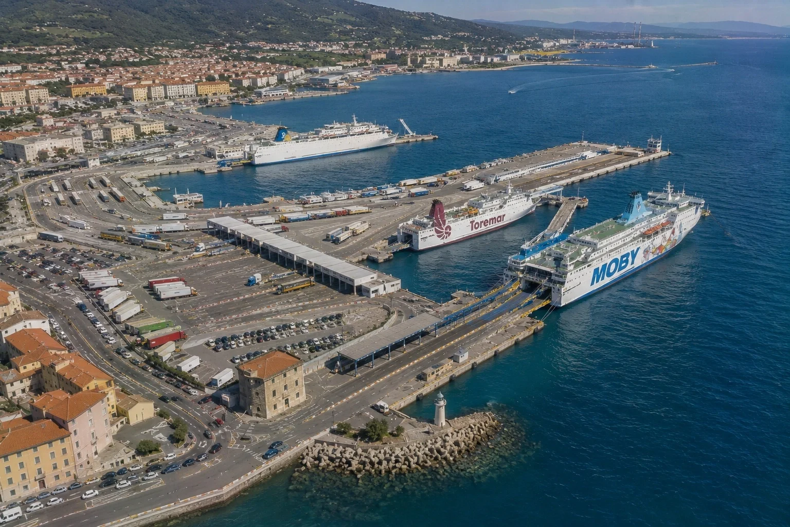 Piombino ferry port in Tuscany