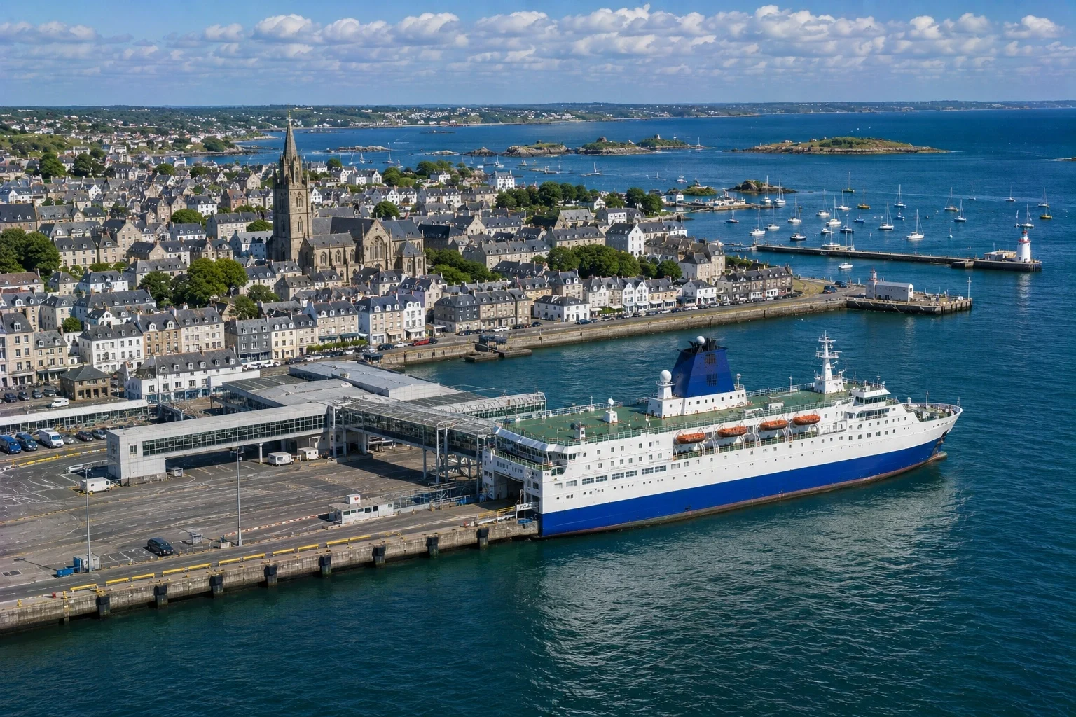 Passenger ferry at Roscoff ferry port in Brittany, France