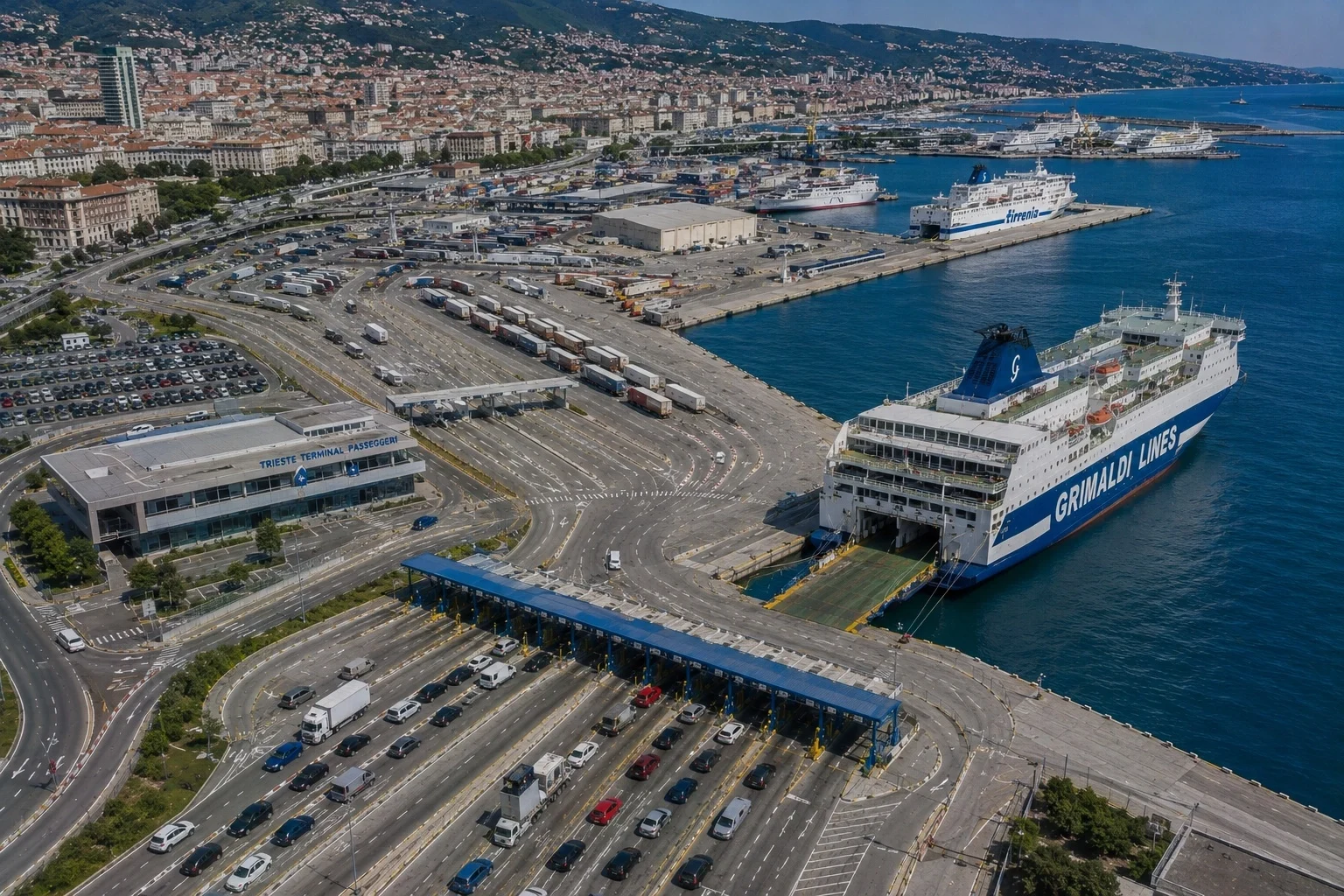Trieste ferry port and passenger terminal on the Adriatic coast