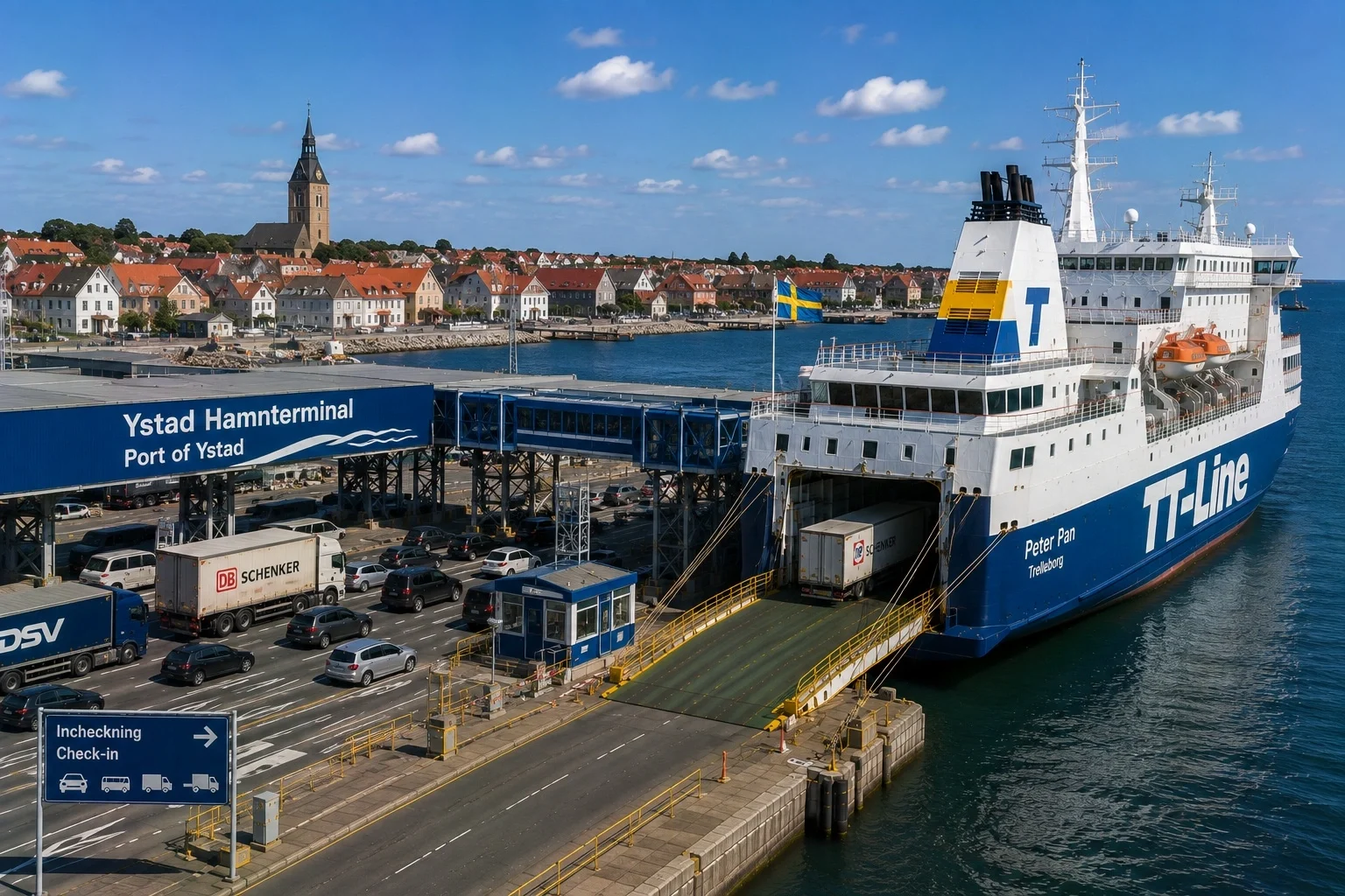 Ystad ferry port in southern Sweden