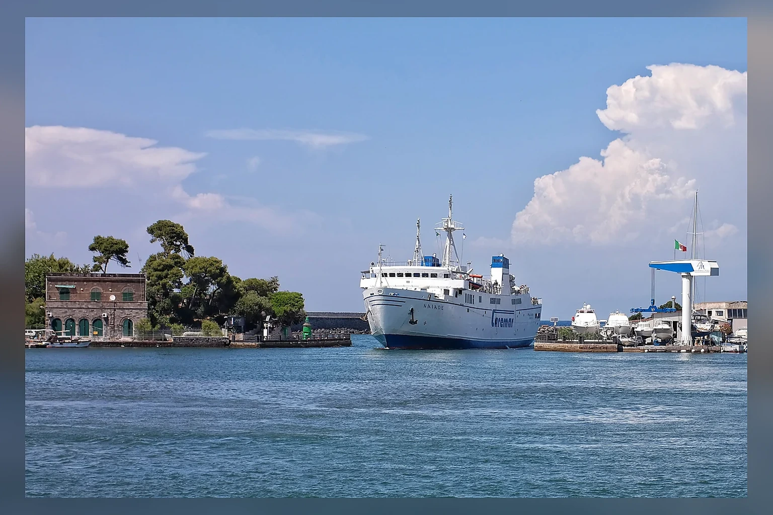 Caremar ferry sailing in the Gulf of Naples