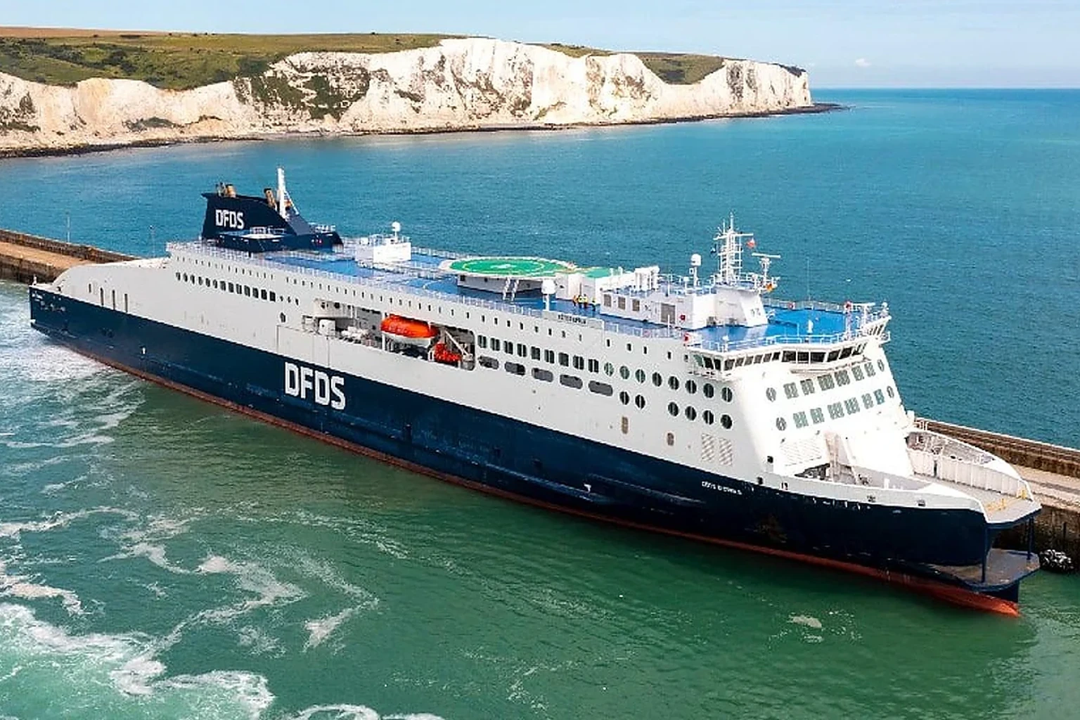 DFDS passenger and vehicle ferry at sea