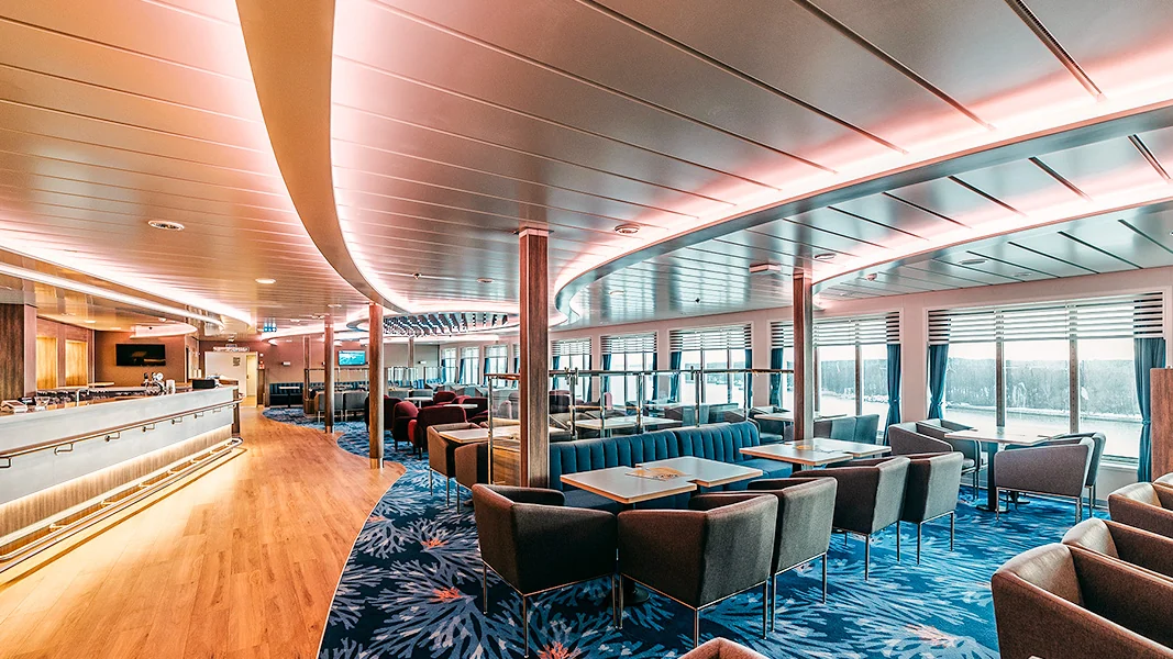 Bar and lounge area aboard a DFDS ferry