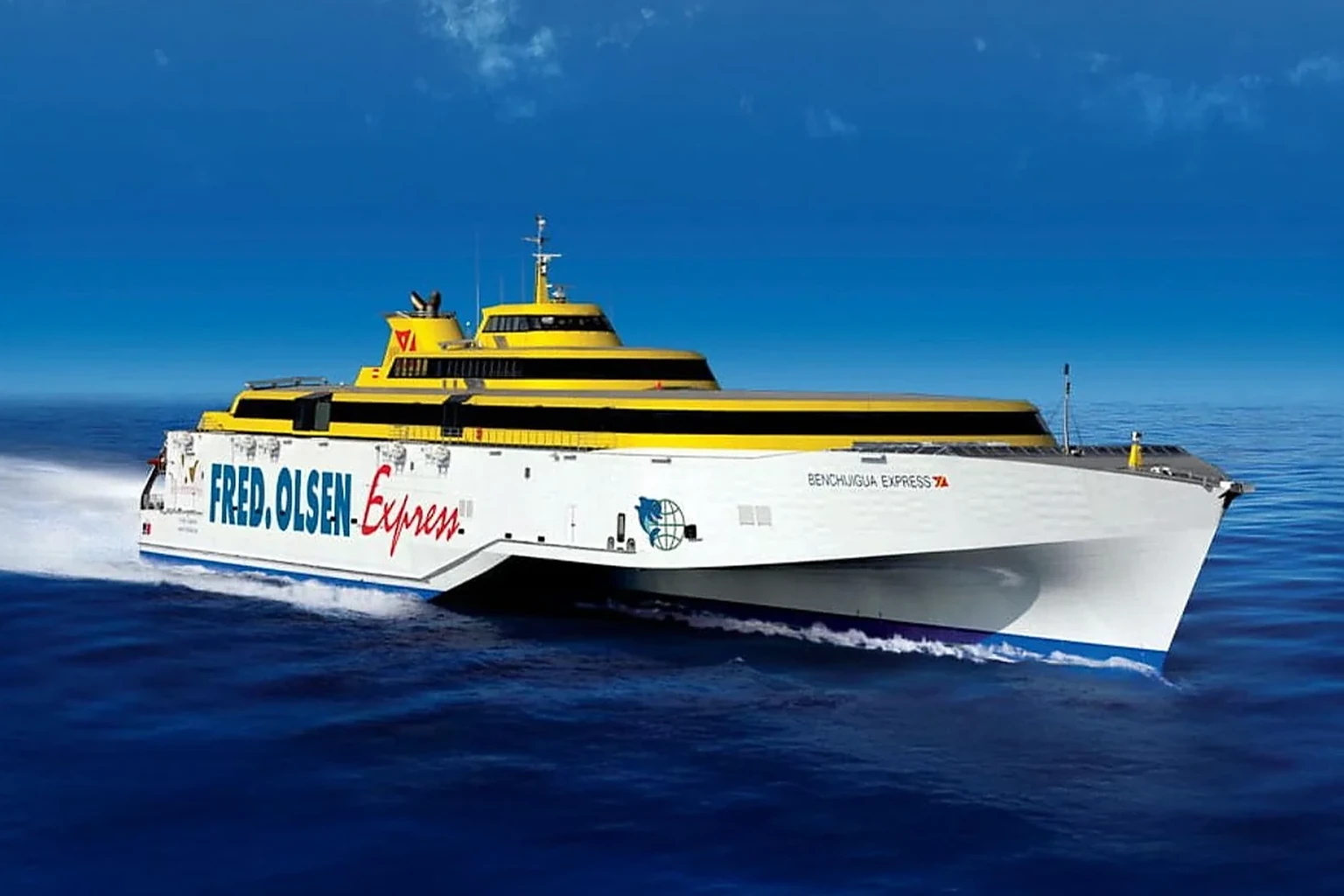 Fred. Olsen Express fast ferry sailing in the Canary Islands
