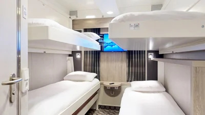 Four-berth inside cabin aboard Irish Ferries ship W.B. Yeats
