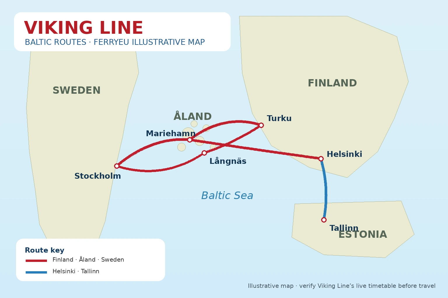 Illustrated Viking Line Baltic ferry route map