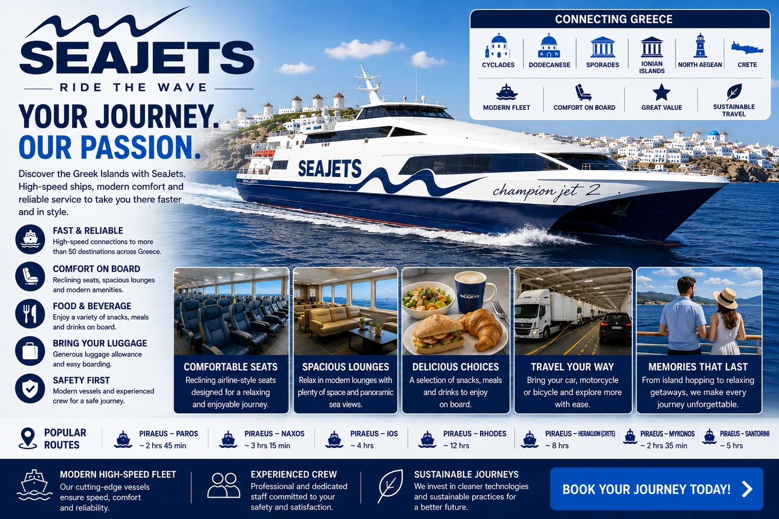 Seajets high-speed passenger ferry in the Aegean Sea