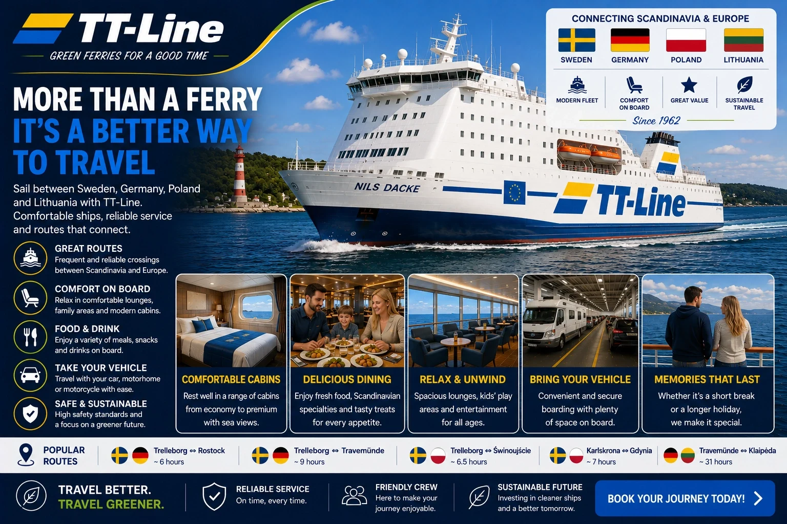 TT-Line passenger and vehicle ferry on the Baltic Sea
