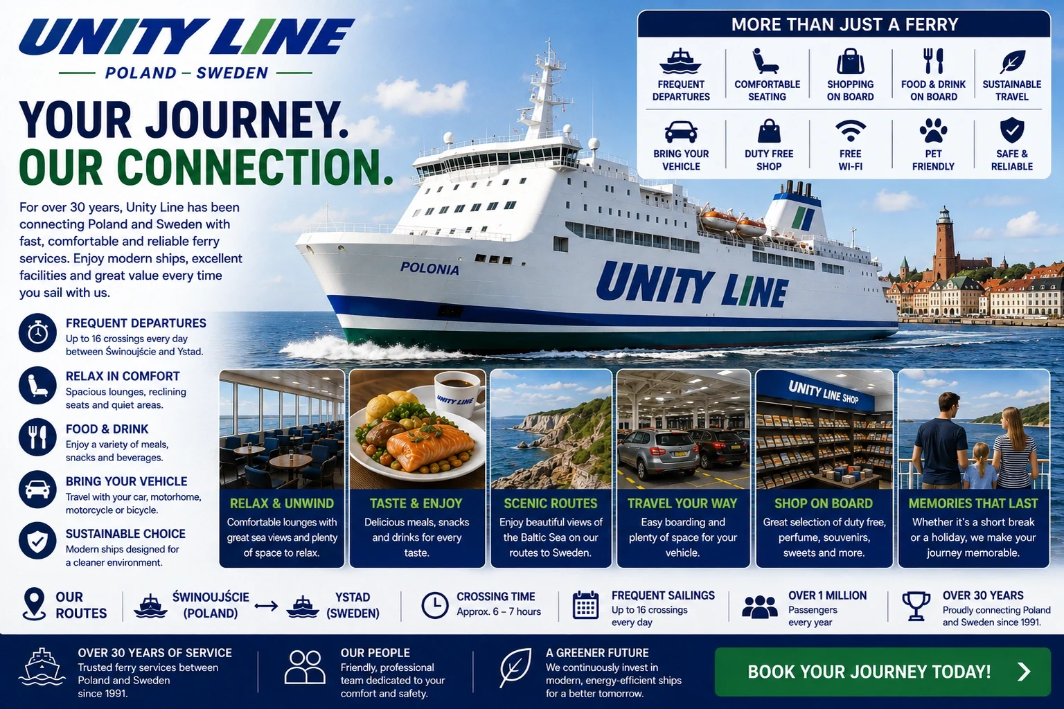 Unity Line passenger and vehicle ferry crossing the Baltic Sea