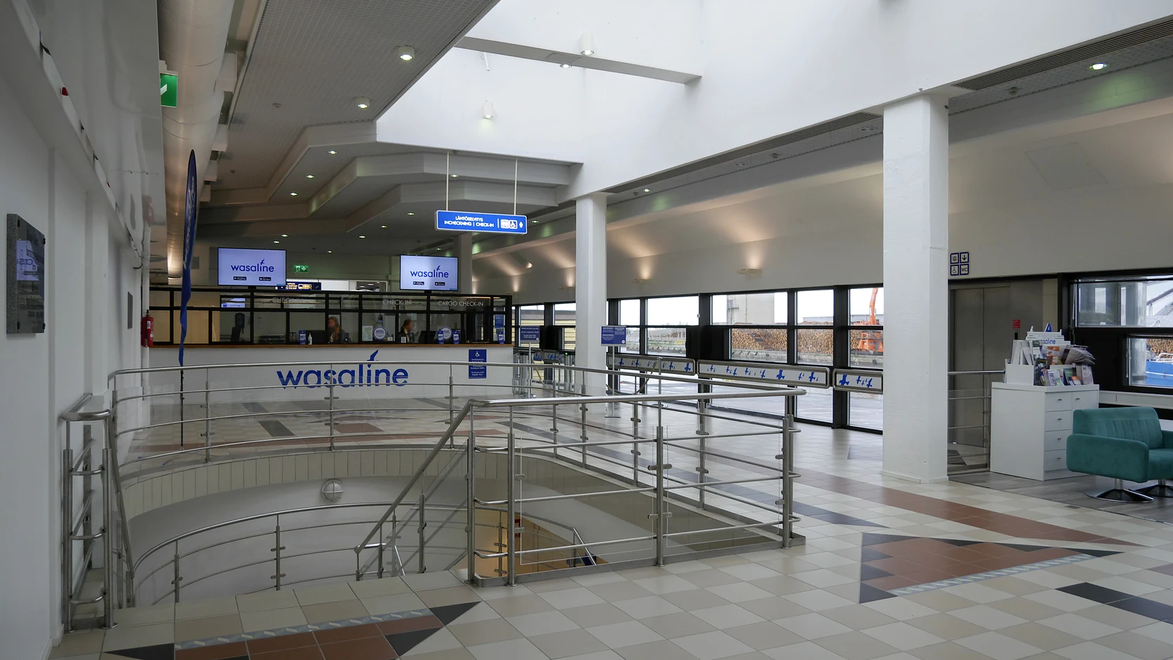 Wasaline terminal check-in area in Vaasa
