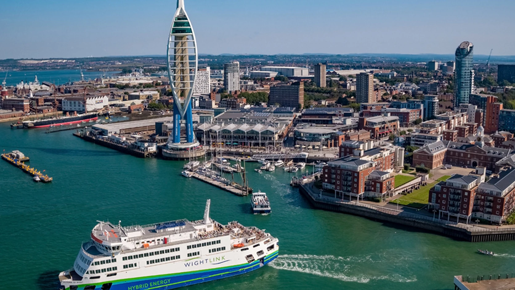 Wightlink ferry approaching or leaving Portsmouth Gunwharf