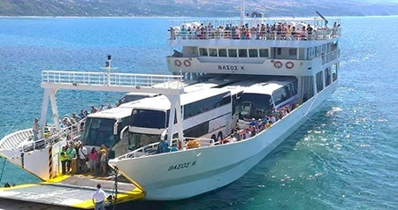 Passenger and vehicle ferry for the Vasiliki, Lefkada to Frikes, Ithaca route