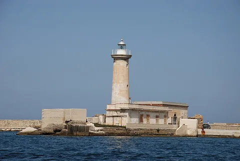Lighthouse at the port of Marsala, Sicily, Italy